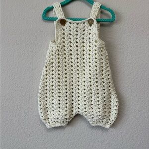Handmade Crochet Baby Romper Ivory Cream Knit Jumper